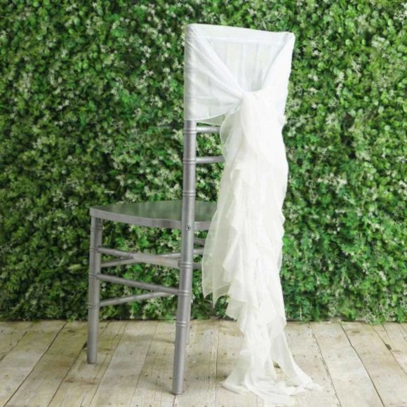 1 Set Ivory Chiffon Hoods With Ruffles Willow 250 Chair Sashes - Picture 1 of 3